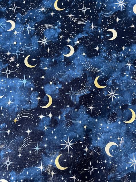 moon and stars metallic fabric|moon and stars fabric quilt.